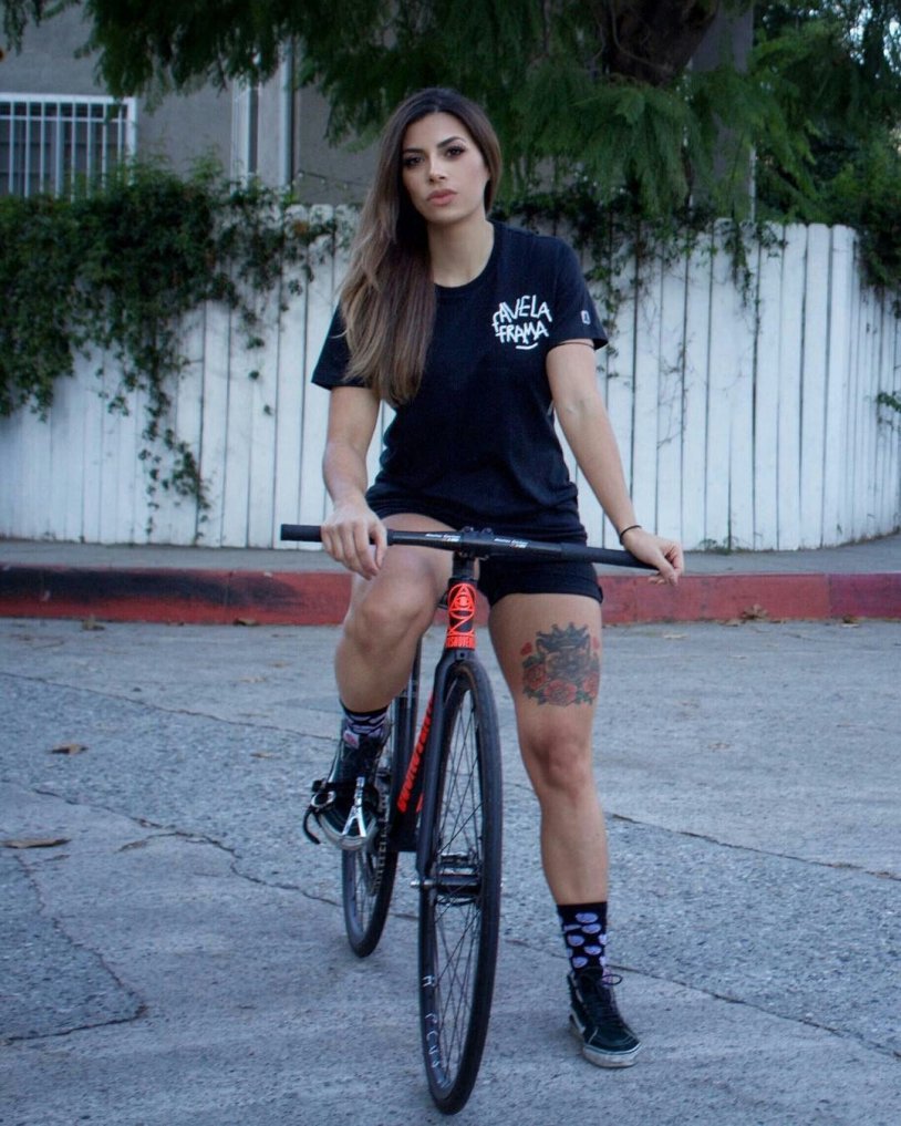 The legs of the girls are bicycle