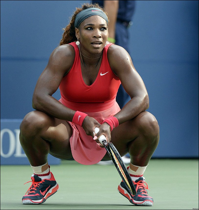 American tennis player Serena Williams with eggs