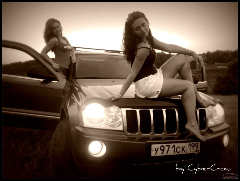 Girls with a jeep Cheroki
