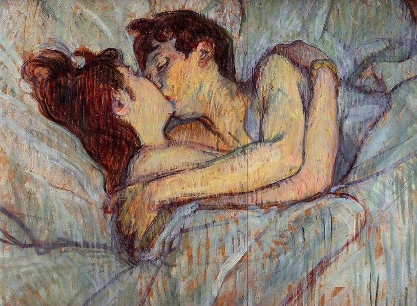 Henri de Toulouse-Lotrek kiss in bed