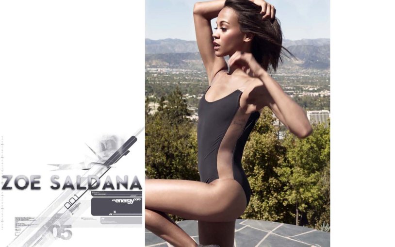 Zoe Saldana Star Way in a swimsuit