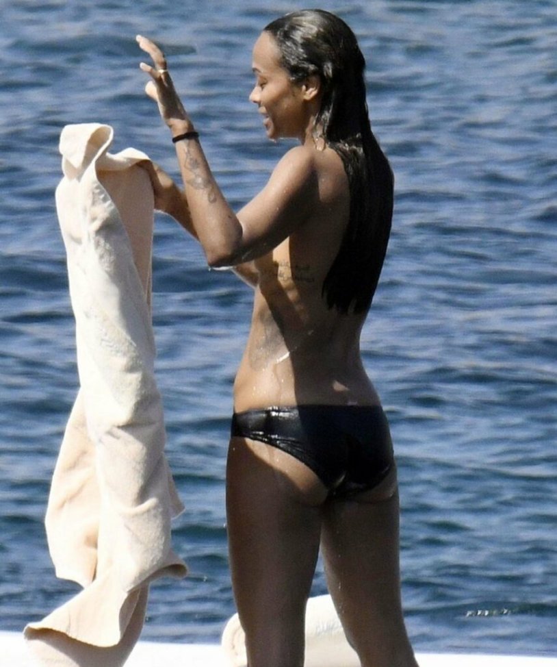 Zoe Saldana on the beach