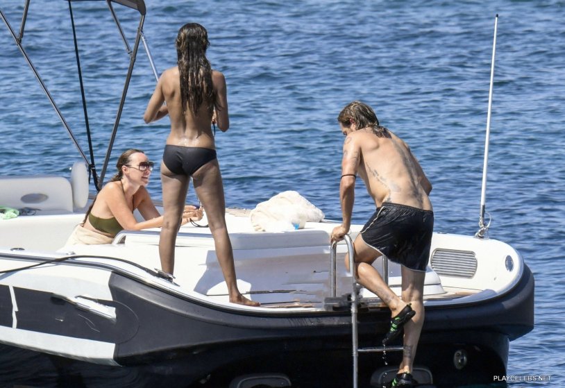 Zoe Saldana on a yacht