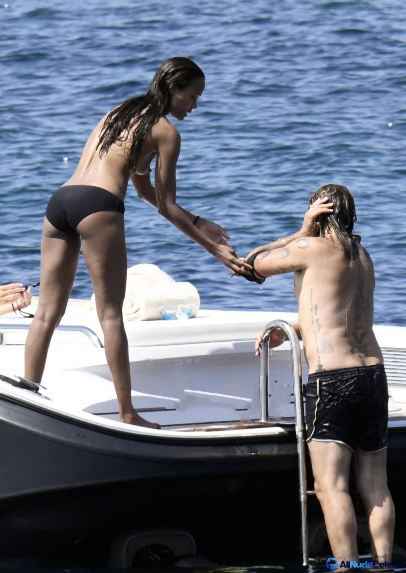 Zoe Saldana on a yacht