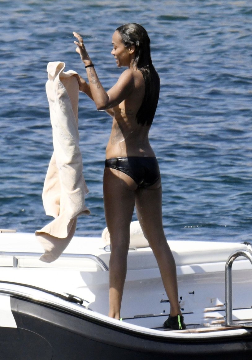 Zoe Saldana on a yacht