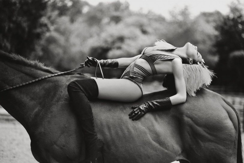 The pose is a horseman