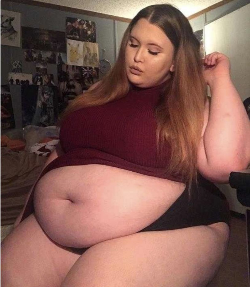 Girl with large fat belly