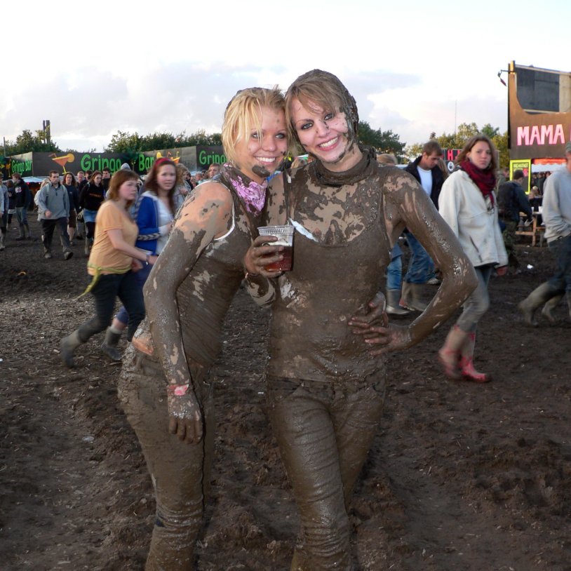 Empty hills of a girl in mud