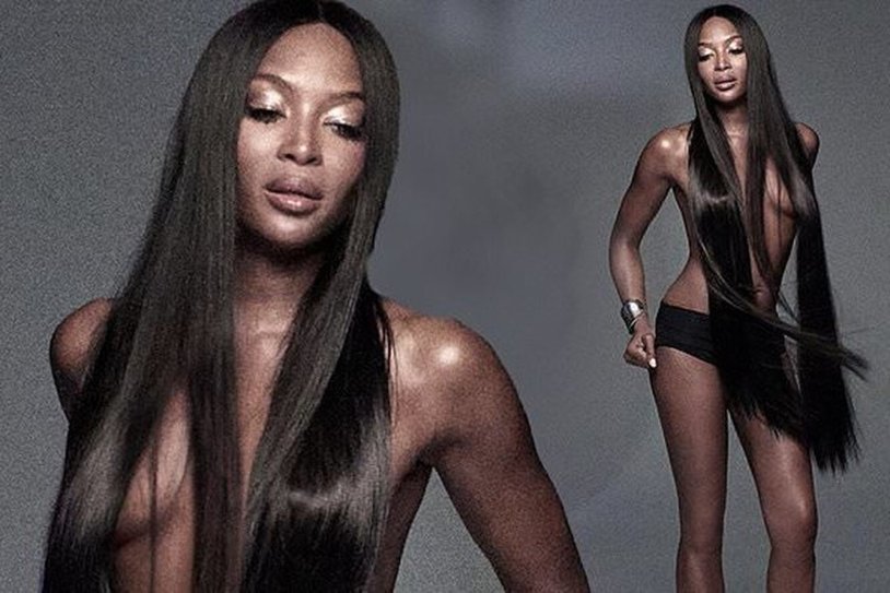 Naomi Campbell without a wig for Vogue magazine