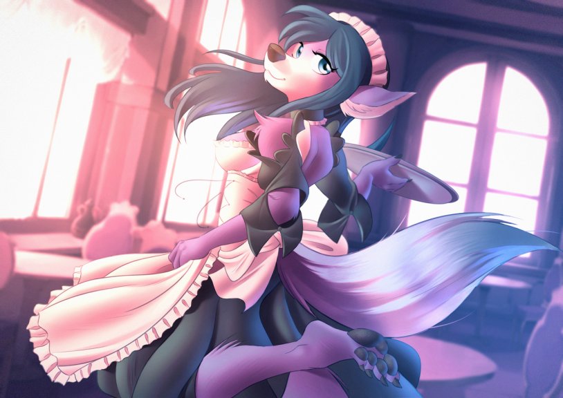 Furri the maid shows the feet