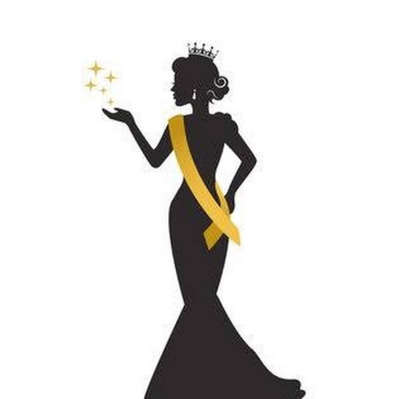 The silhouette of a woman in the crown