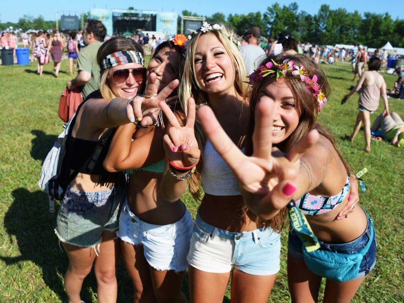 Naked girls at the music festival