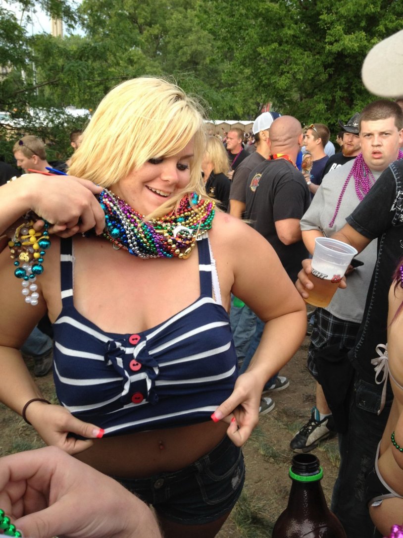 Showed boobs at the rock festival