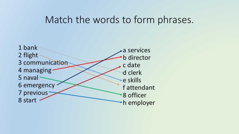 Match The Words To Form Phrases