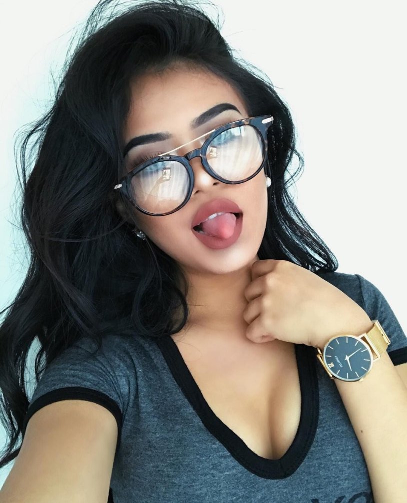 Girl with glasses of selfie