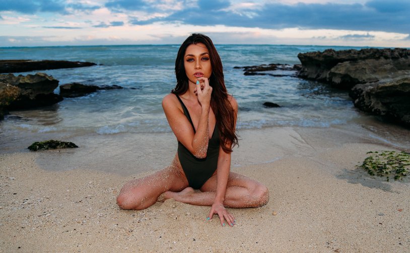 Photo shoot on the beach on stones