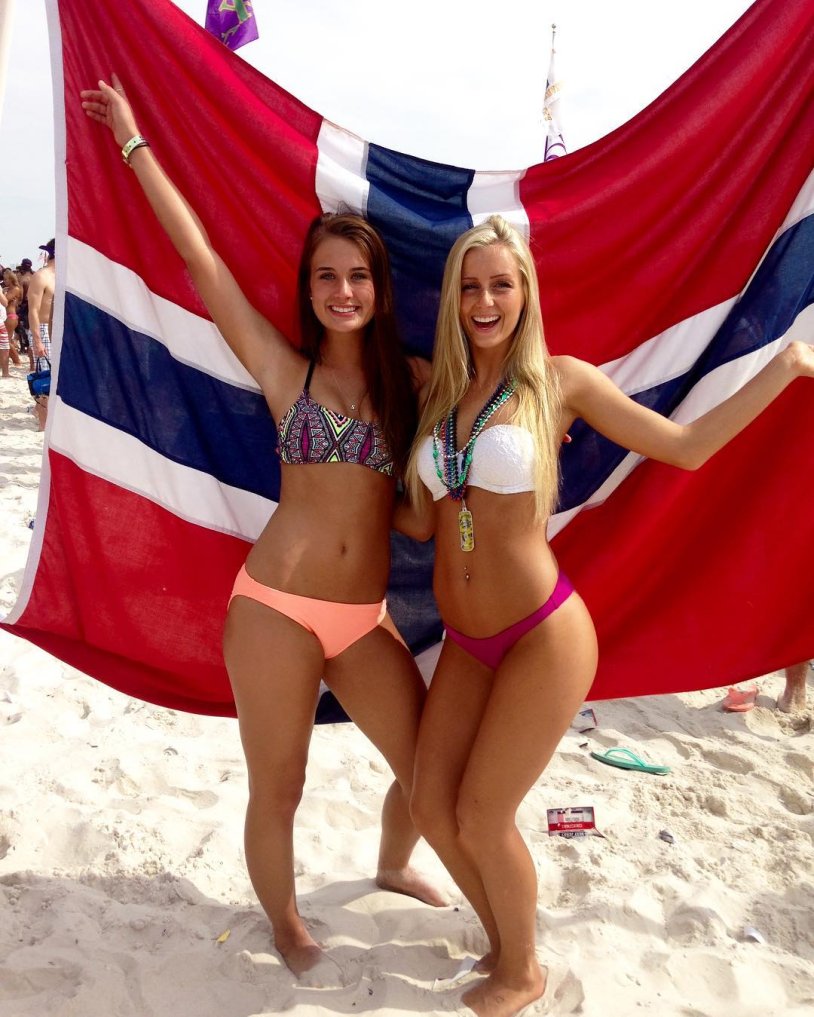 Norwegian nine -graders in swimsuits