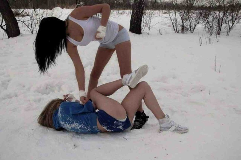 Two girls fight
