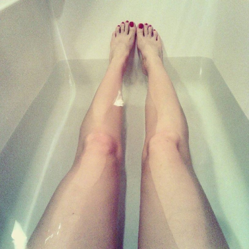 Legs in the bathroom