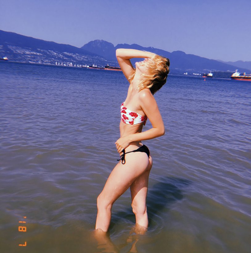 Sarah Grey in a swimsuit