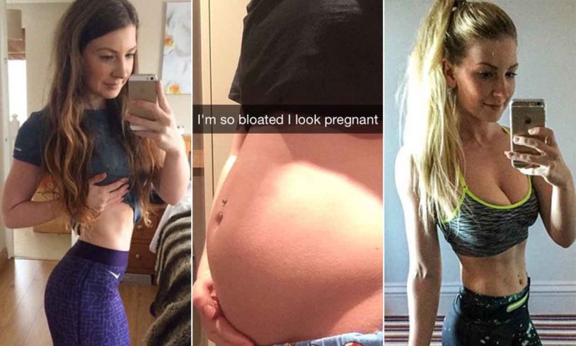 Bloated Belly girl Pregnant