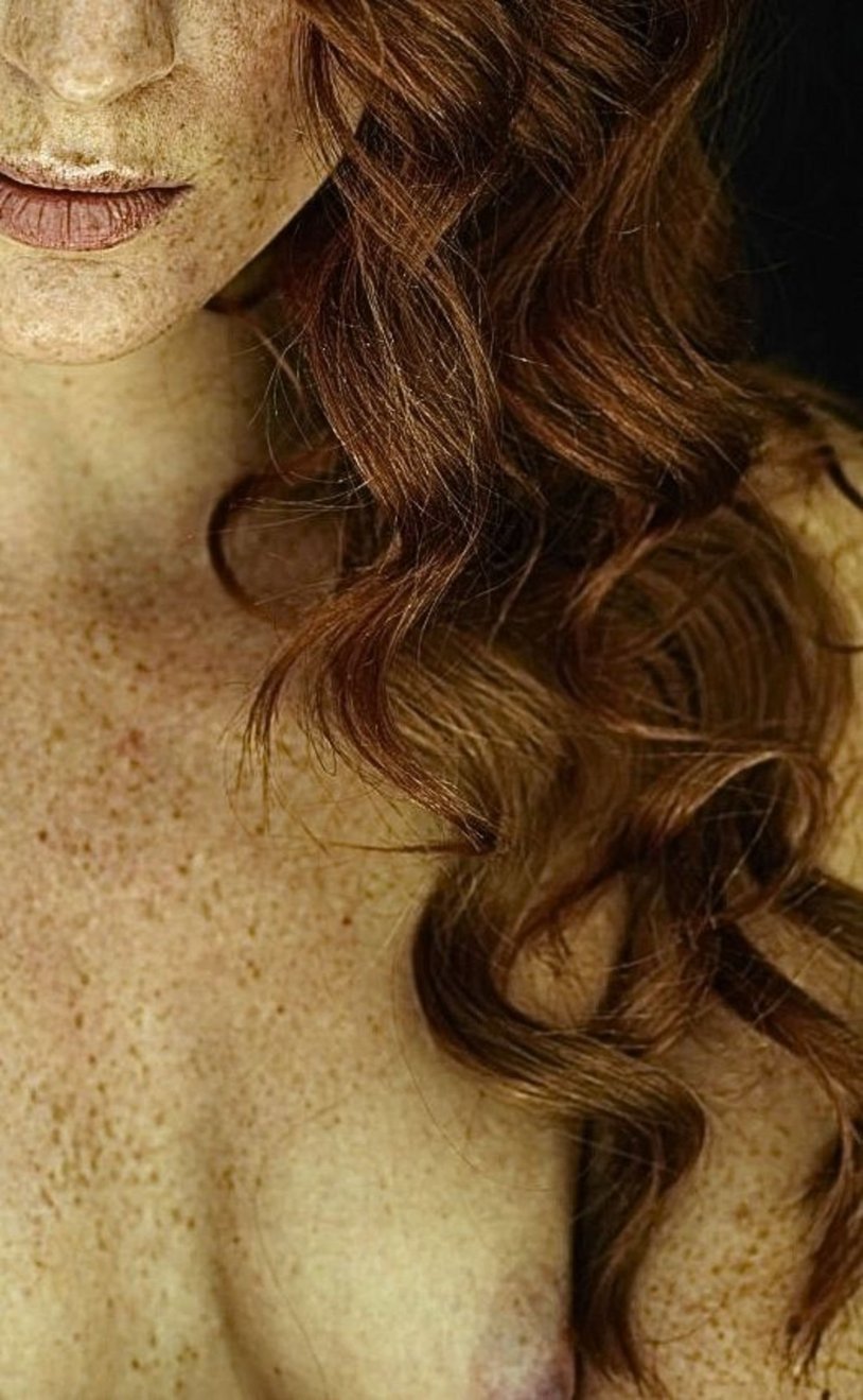 Girls with a short haircut and freckles