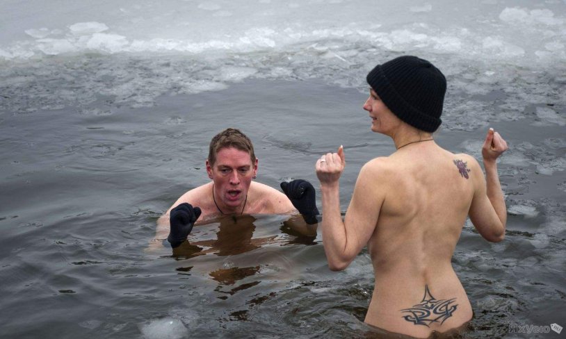 Bathing in the hole naked