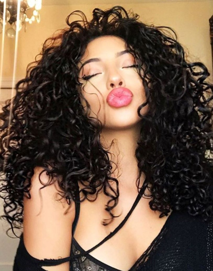 Girl with black curly hair