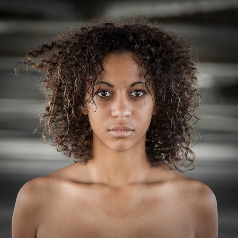 Naked curly black woman