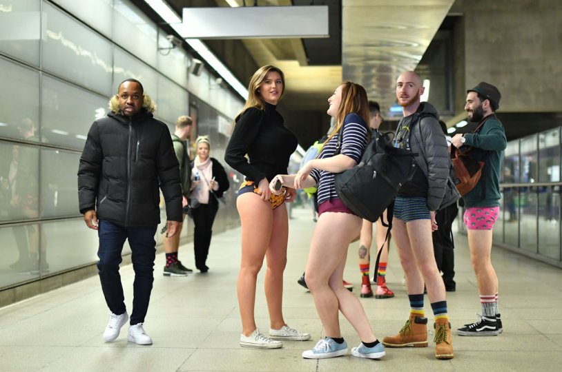 Flashmob in the subway without pants in Moscow 2017