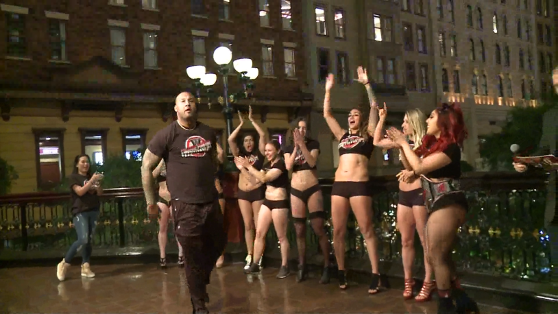 A crowd of naked women