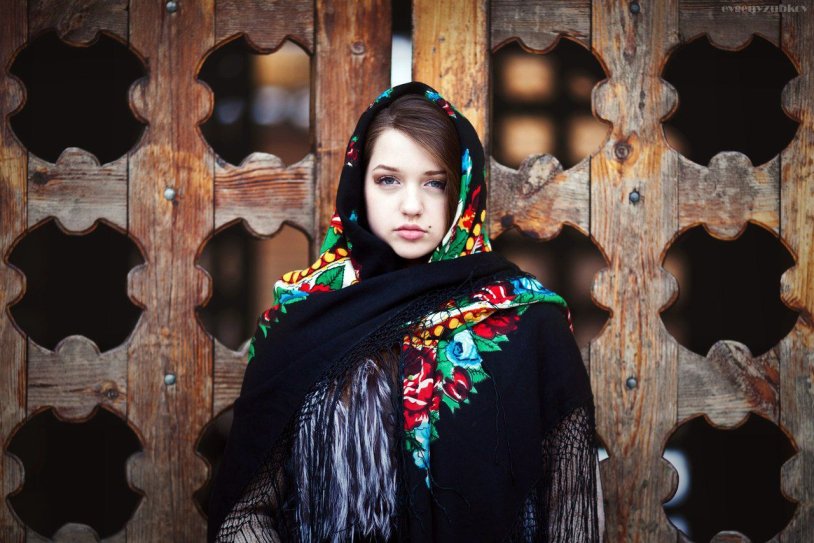 Beautiful Slavs in a scarf