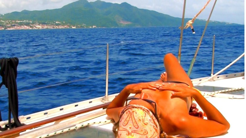 Naked on the yacht publicly