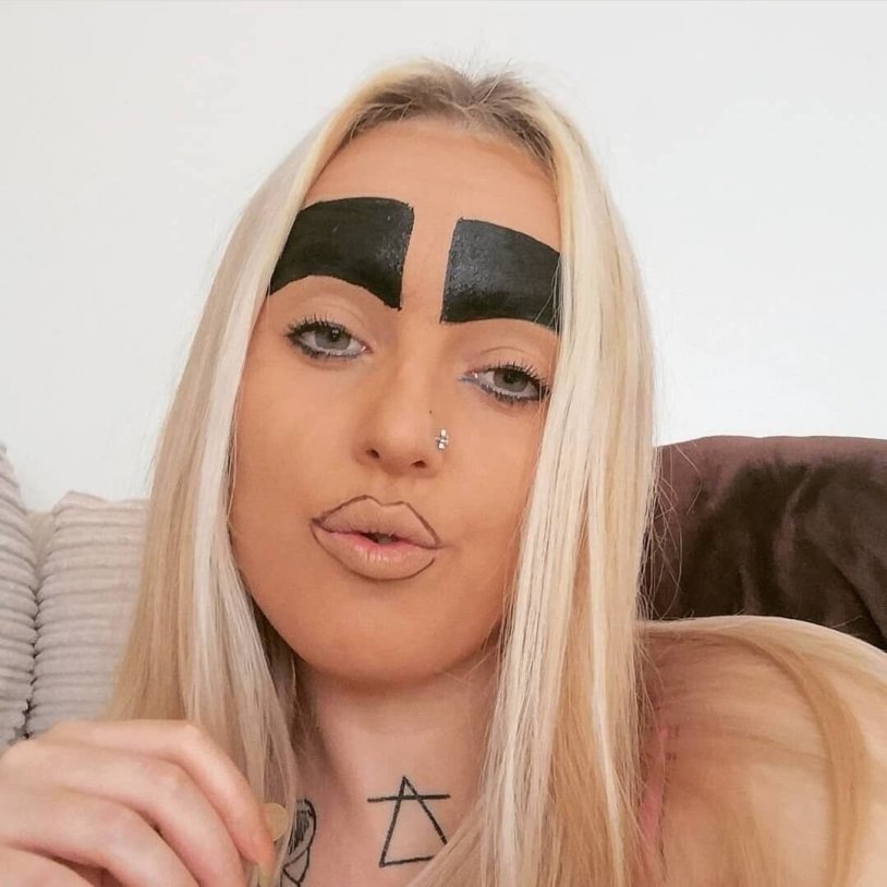 Old woman with enormous eyebrows