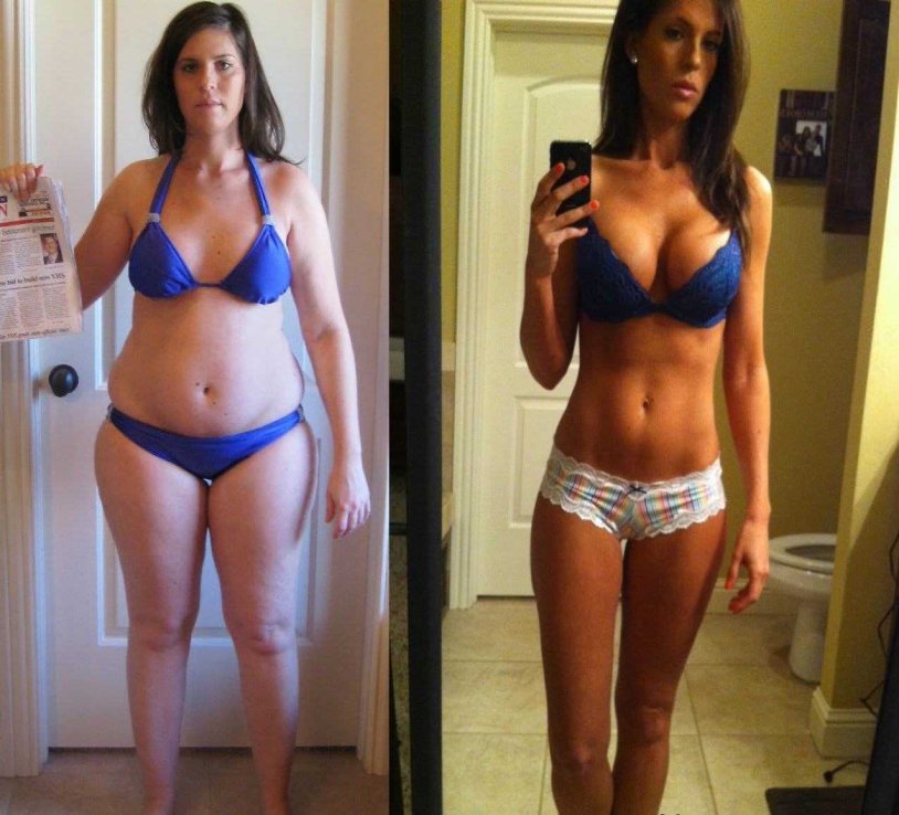 Slender girls before and after