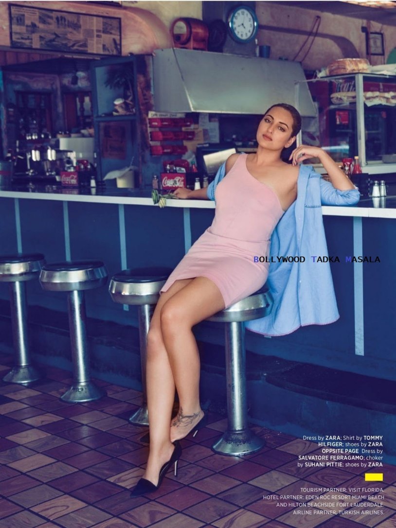 Sonakshi sinha in pantyhose on the bed