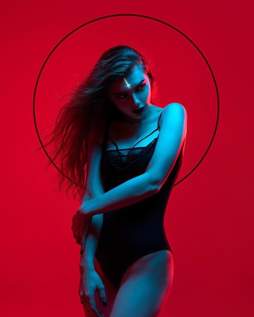 Photo shoot in neon style