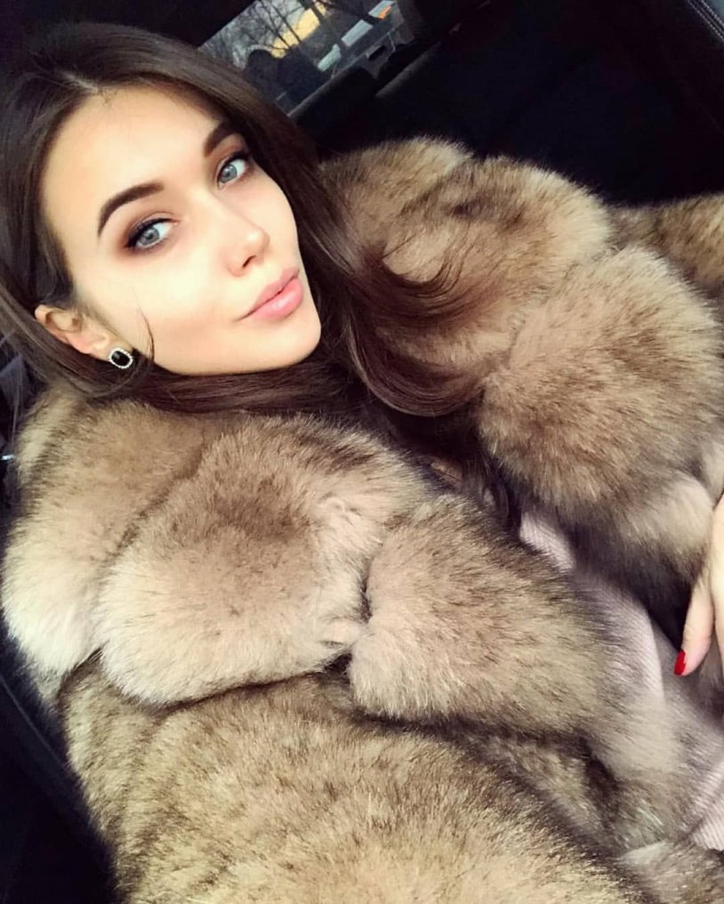 Selfie woman in furs