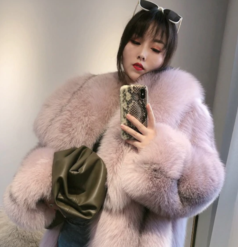 Japanese girl in a fur coat