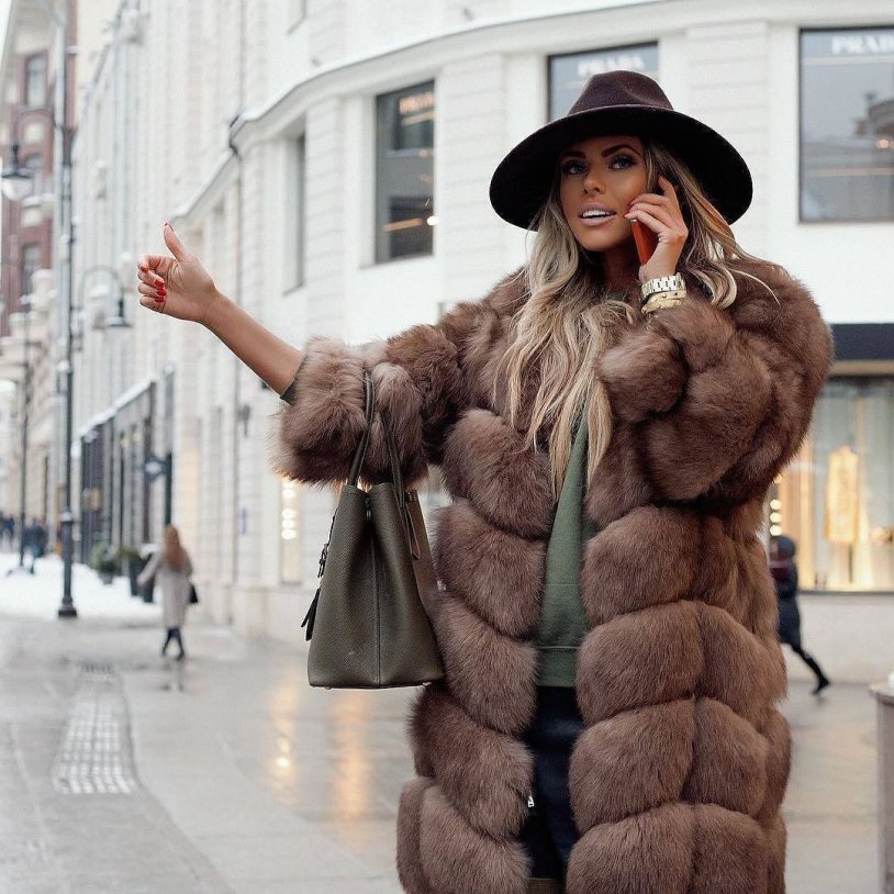 Stylish girls in fur coats