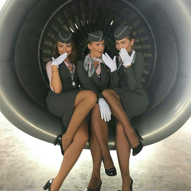Stewardesses in pantyhose