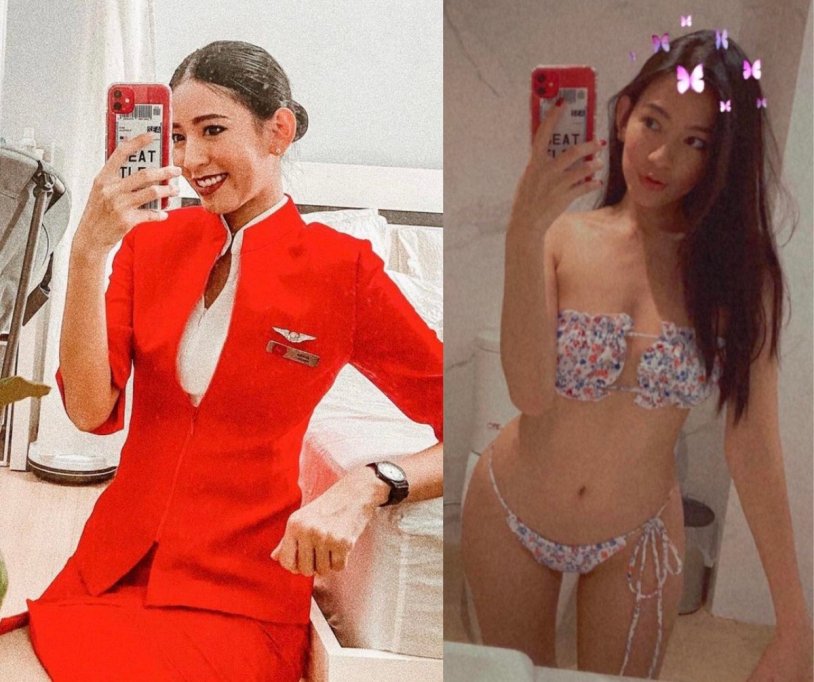 Stewardesses in uniform and without it