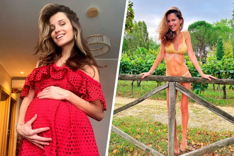 Regina Todorenko after childbirth