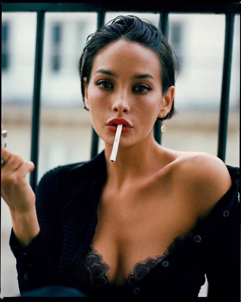 Taylor Lasha with a cigarette