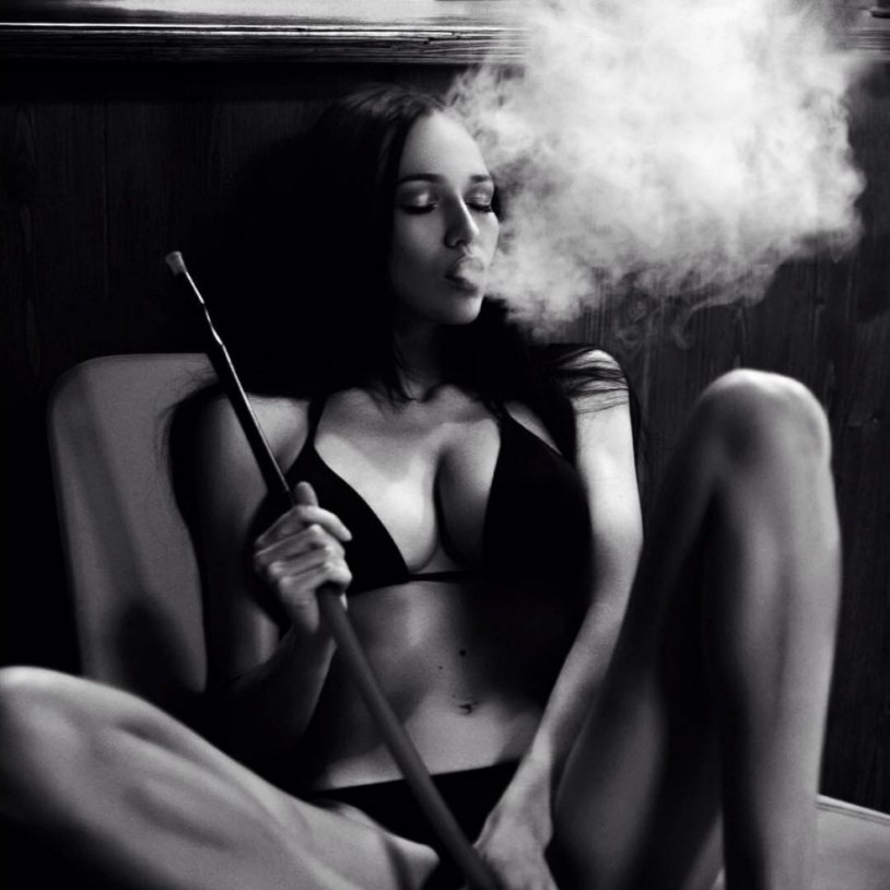Girl smoking hookah