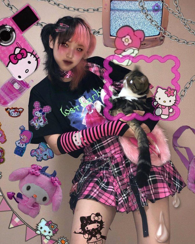 Hello Kitty in the style of emo