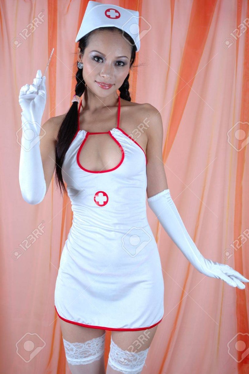 Chinese woman in a nurse costume