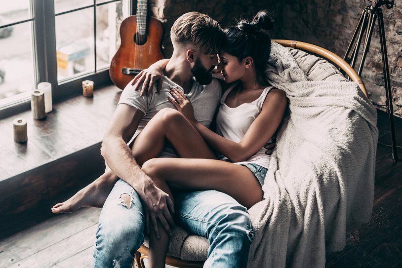 Photo shoot in bed for two