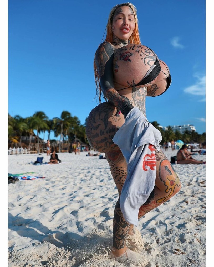 Baba on the beach with implants