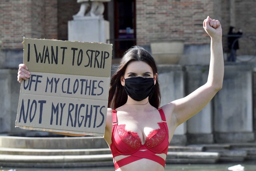 Naked protest in London
